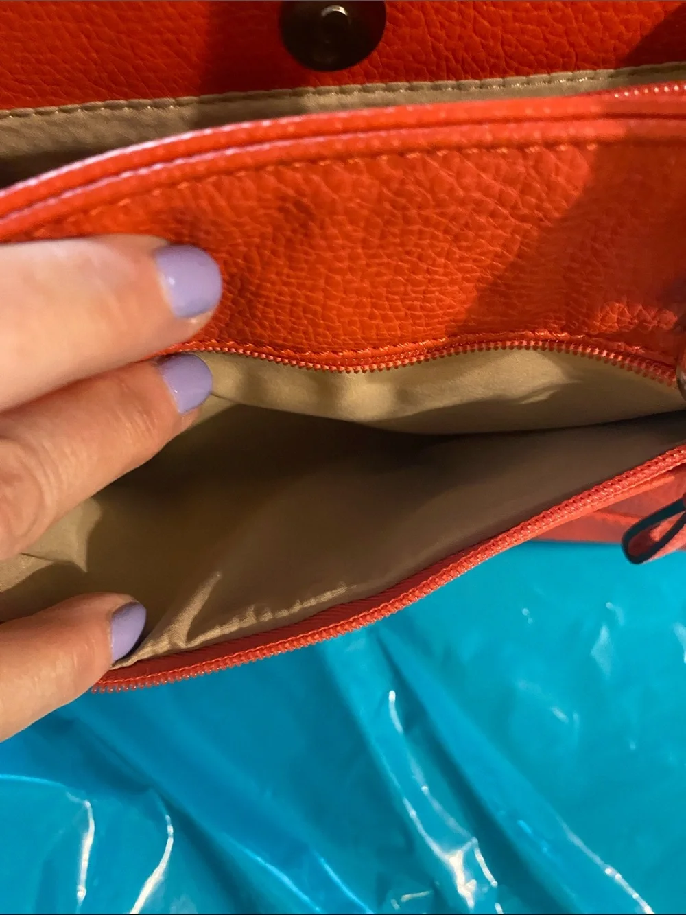 Giani Bernini Vibrant Orange Pebbled Satchel with Chain & Buckle